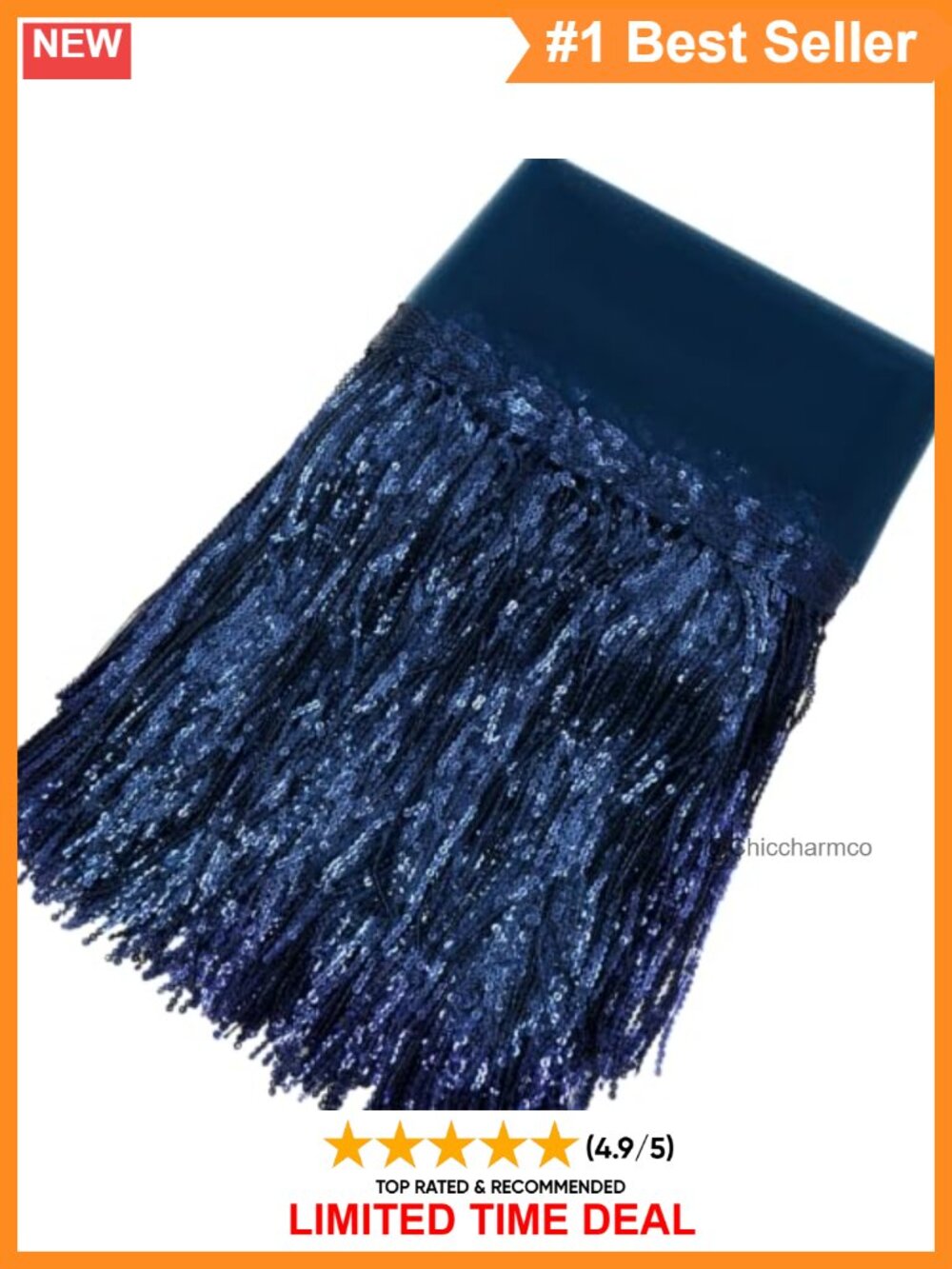 Sequin Fringe Trim 9.5 Yards Sewing Craft Ribbon